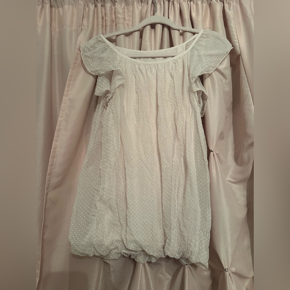 Luisa Ricci Italy silk Blouse top L large blush light pink white polka dot